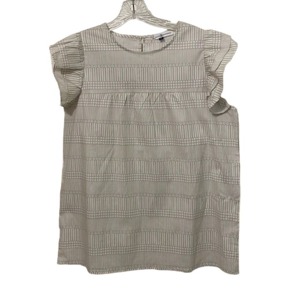 Michelle McDowell Gray Top Blouse Womens Medium Geometric Lightweight